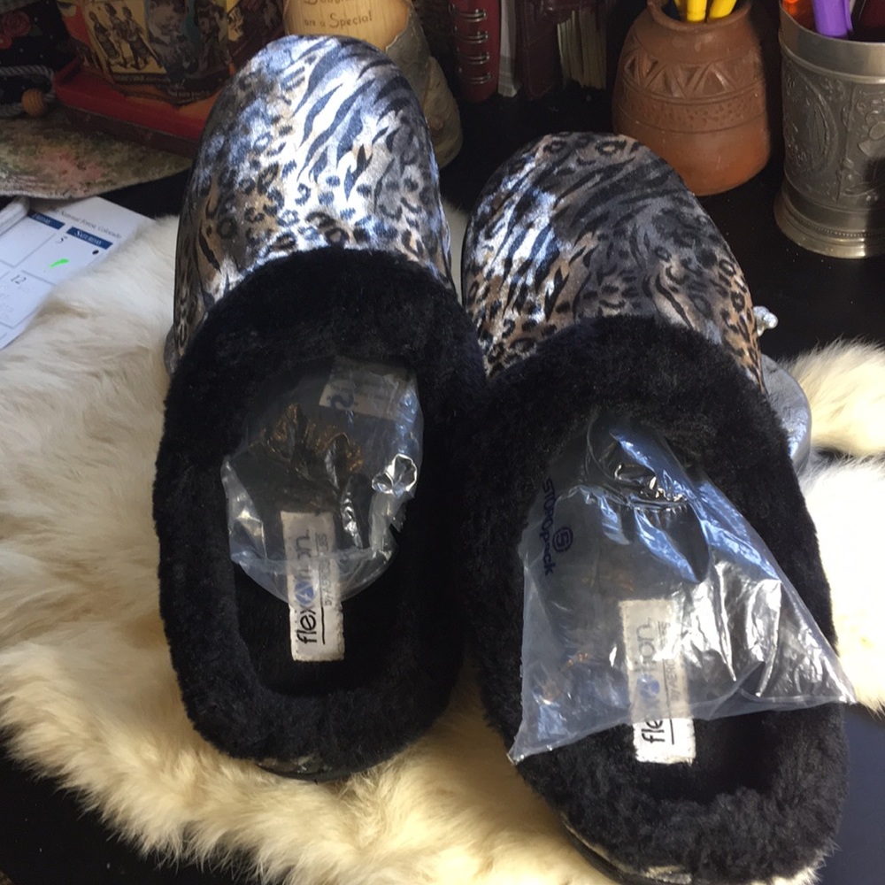 PLUSH SLIPPERS,XL, Leopard print🚭🐆
